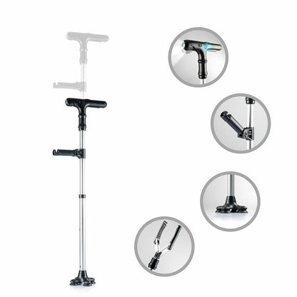 Extendable Walking Stick with LED, Alarm and Clips - 6 Heights - Up to 70kg