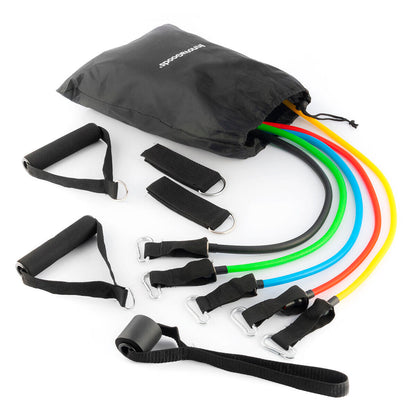 Set of 5 Resistance Bands with Accessories and Exercise Guide - Rebainer