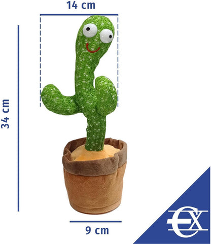 Dancing Cactus That Talks, Records, Repeats and Plays Music - With LED Light