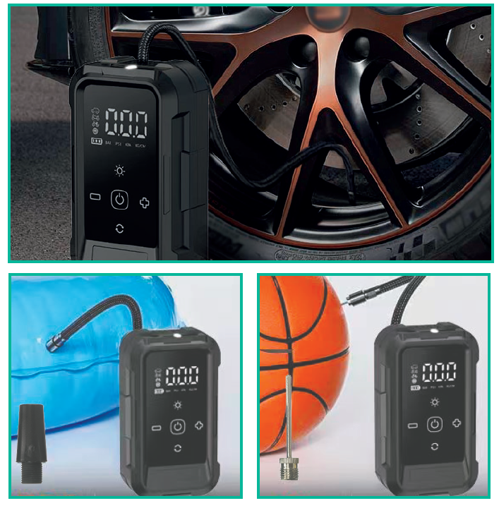 Compresor de Aire Eléctrico Portátil | Inalámbrico | Pantalla Digital | Luz LED | Stock Líder