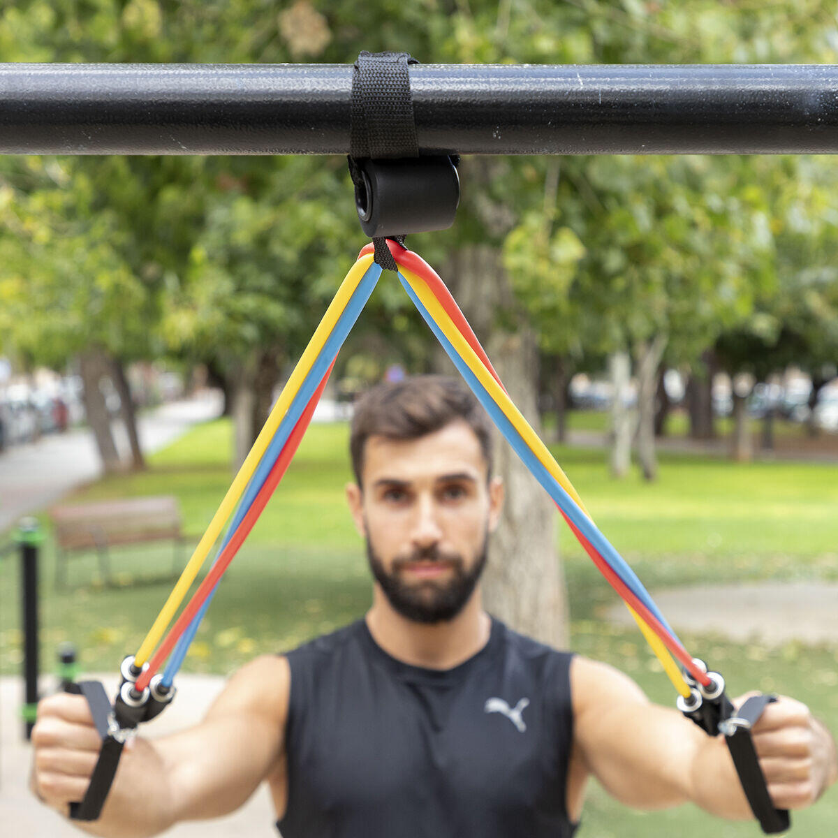 Set of 5 Resistance Bands with Accessories and Exercise Guide - Rebainer