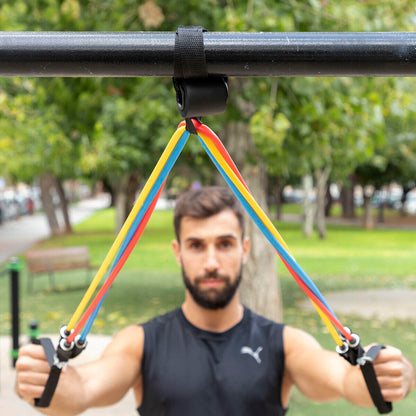 Set of 5 Resistance Bands with Accessories and Exercise Guide - Rebainer