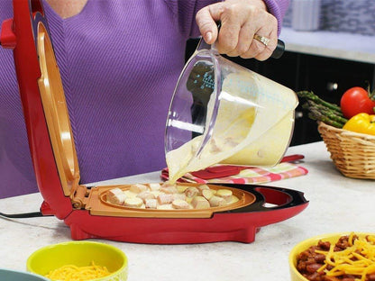 Double-Sided Electric Griddle - Non-Stick Copper - Red Copper 5 Minute Chef