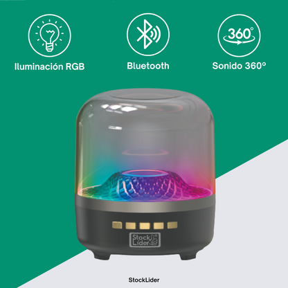 Coluna RGB Sem Fios 360° | Bluetooth 5.4, USB, TF e AUX | Luzes LED