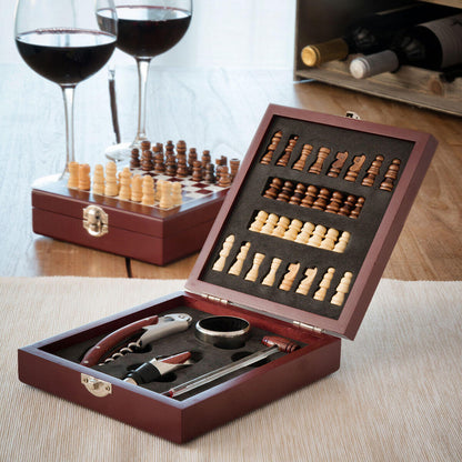 Conjunto de Acessórios para Vinho e Xadrez 37 Peças - Chess Wine Set