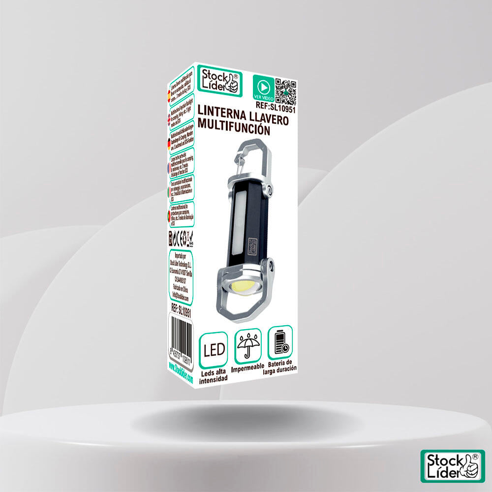Lanterna Chaveiro Recarregável USB-C | LED + COB | 3 Modos + SOS | À Prova de Água