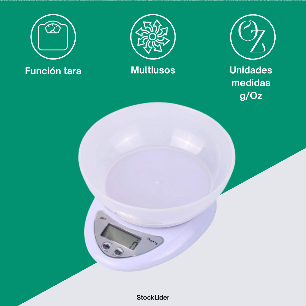 Digital Kitchen Scale with 800ml Bowl - Up to 5kg - Tare Function