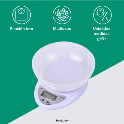 Digital Kitchen Scale with 800ml Bowl - Up to 5kg - Tare Function