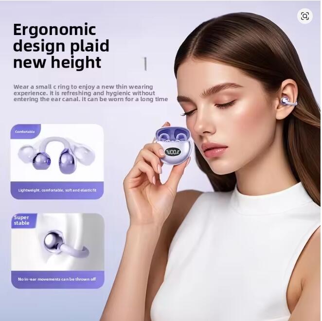 Auriculares Oreja Abierta, Clip Inalámbricos | Bluetooth 5.4 | IPX7 | Conducción Ósea | Púrpura