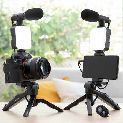 Kit Vlogging 6 Piezas "Plodni" InnovaGoods | Luz LED, Micrófono, Trípode y Mando BT