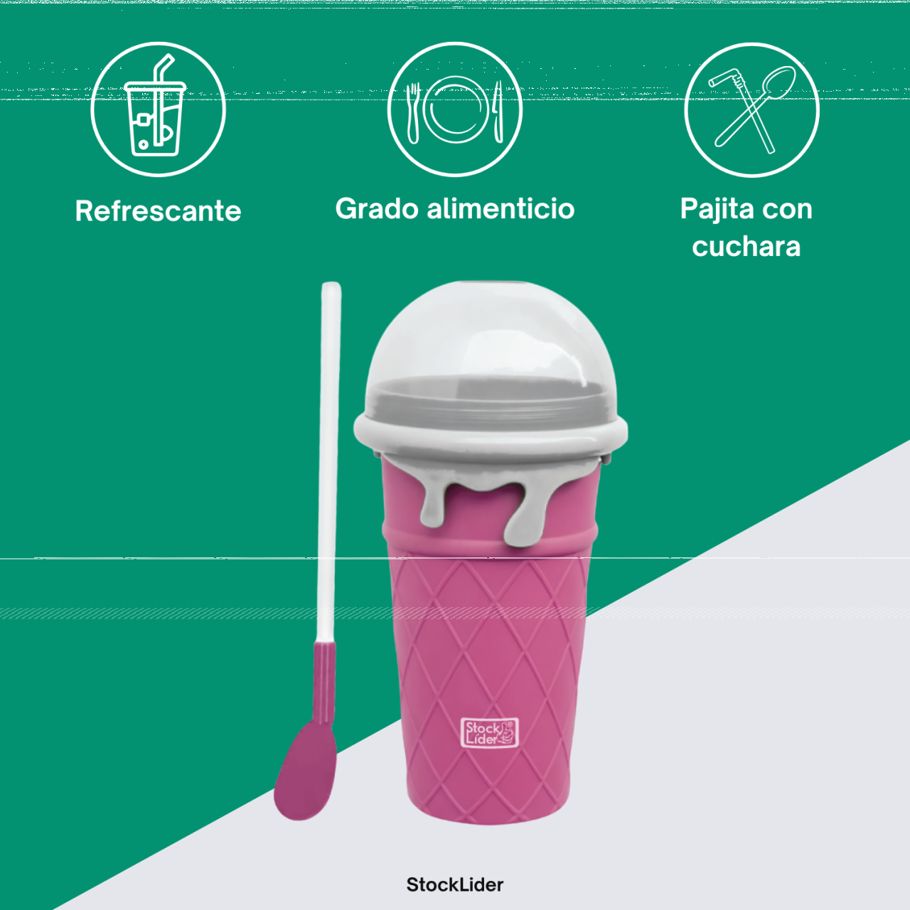 Copo Granizador Manual Sem Eletricidade - Sem BPA - Colher Palhinha Incluída - Stock Líder