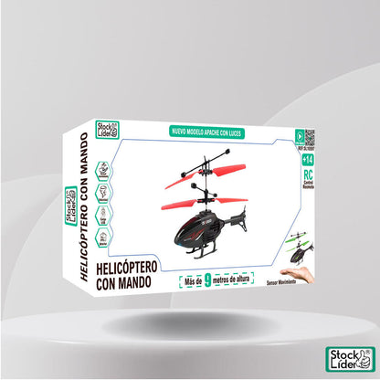Helicóptero RC Apache con Luces LED | Giroscopio | Mando | Hasta 9m Altura