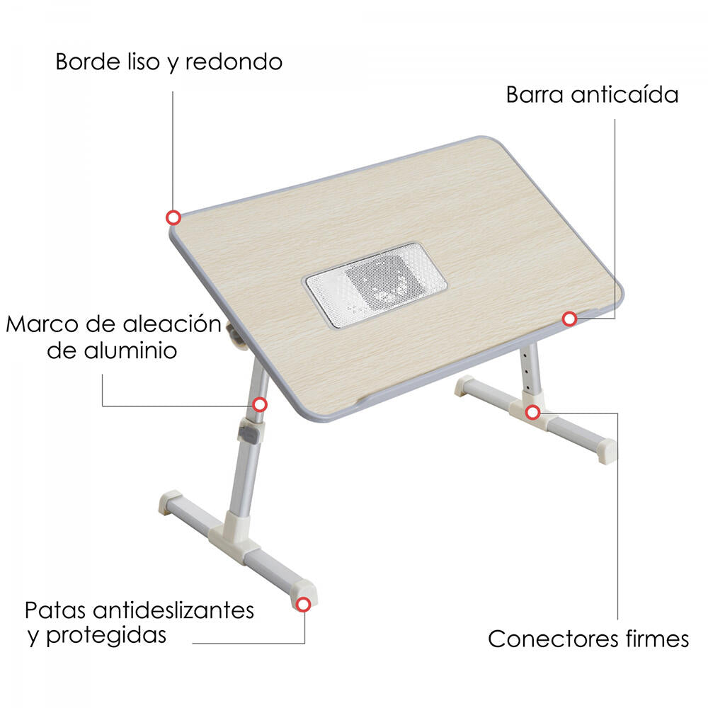 Mesa Plegable Portátil para Ordenador | 5 Alturas | Ventilador USB