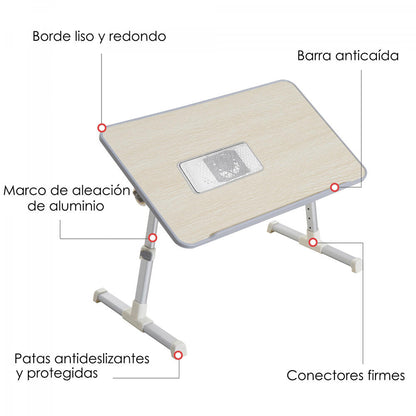 Mesa Plegable Portátil para Ordenador | 5 Alturas | Ventilador USB
