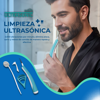 STARLYF Ultrasonic Dental Cleaner - 3000 Vibrations - 3 Brush Heads + LED Light