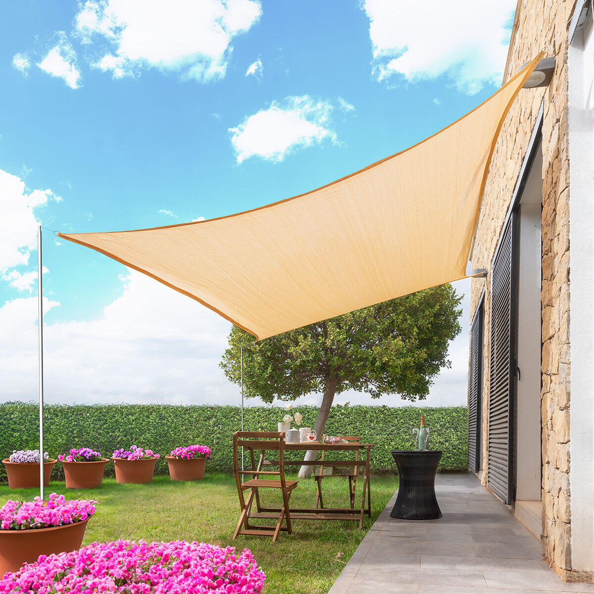Toldo Vela de Sombra Rectangular – Protección UV 2x3 m | Gris y Beige | Shazail InnovaGoods