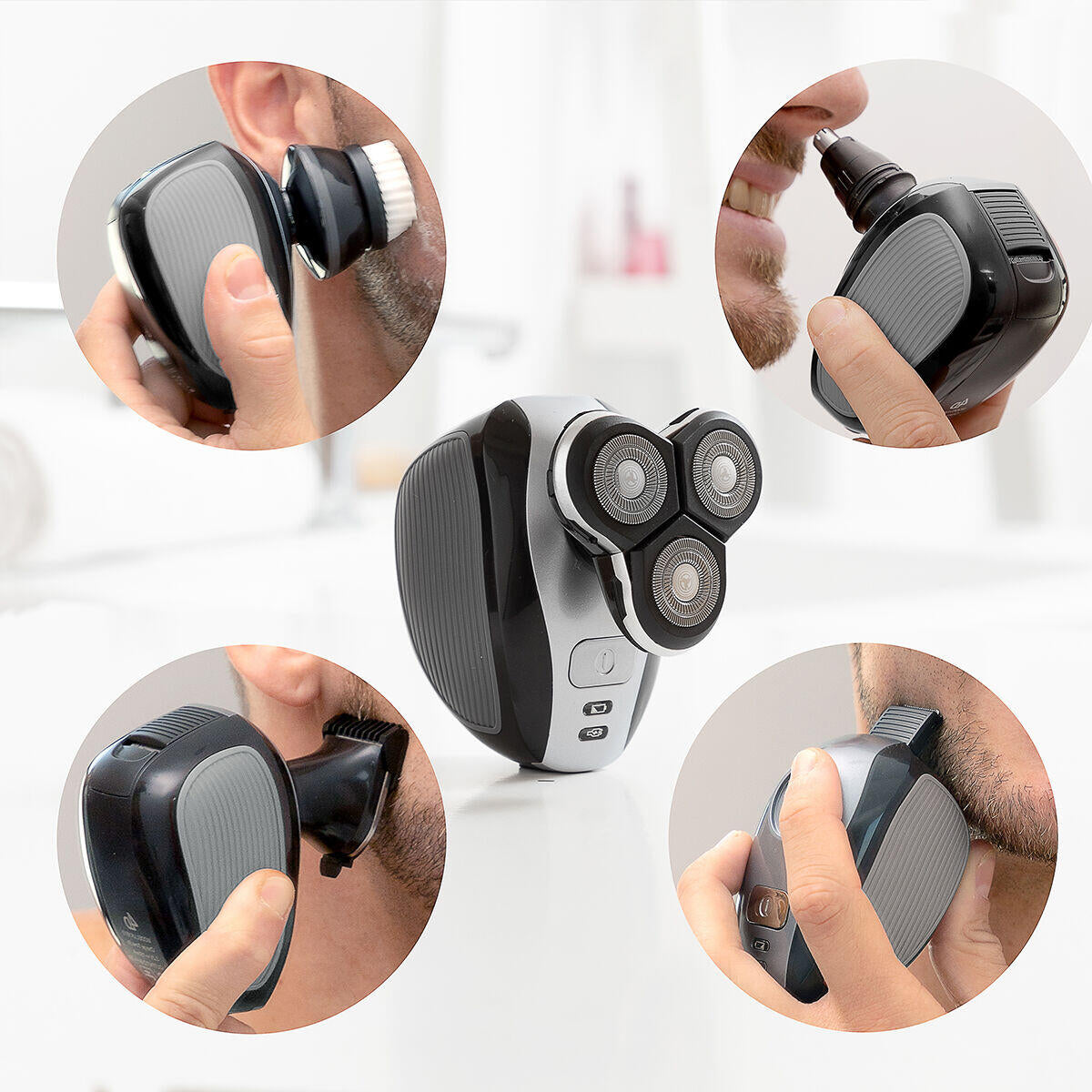 Máquina de Barbear Recarregável 5 em 1 Shavestyler InnovaGoods | IPX7 | 4 Cabeças | Húmido e Seco