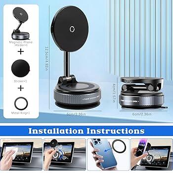 Soporte Magnético para Móvil con Succión al Vacío | Rotación 360°