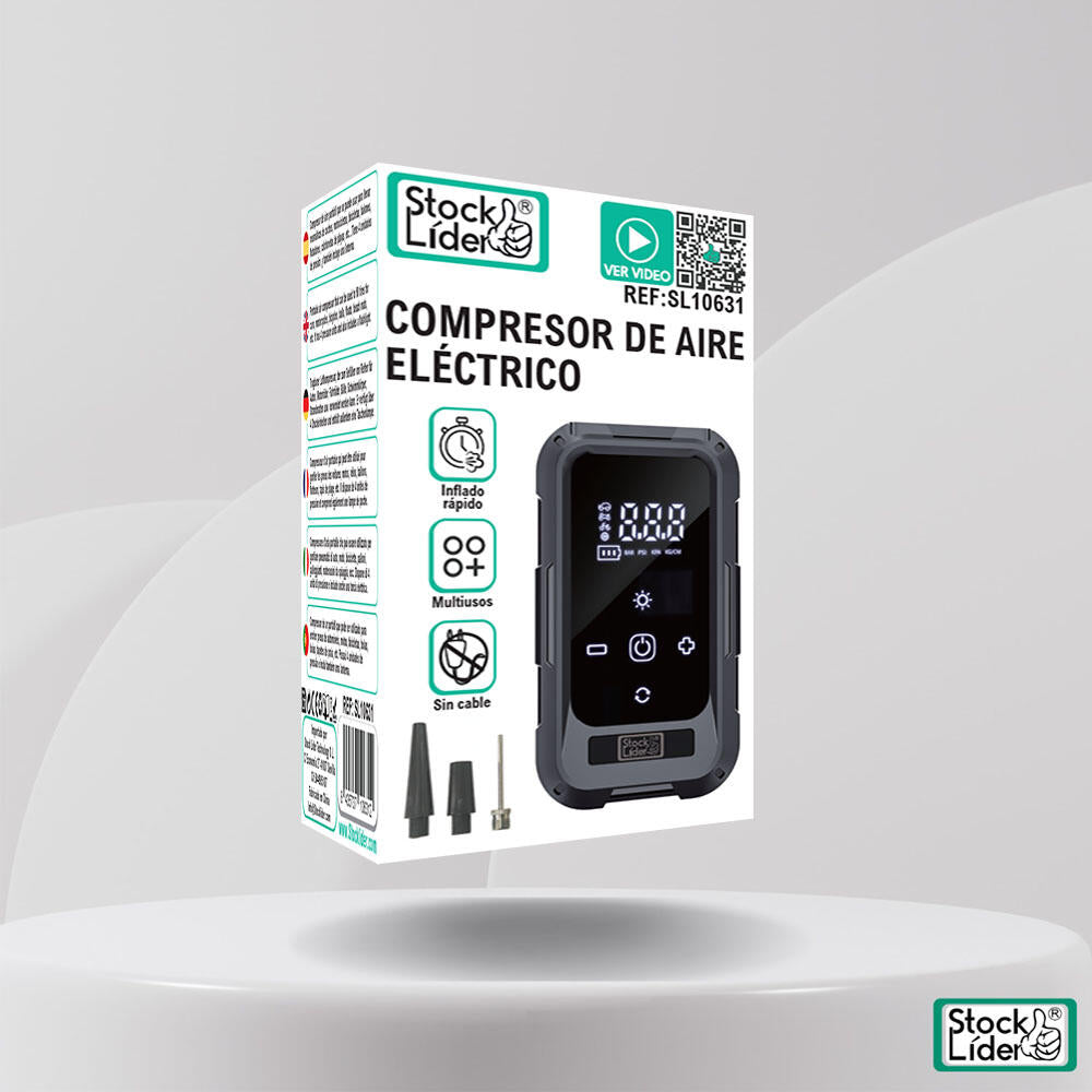 Compresor de Aire Eléctrico Portátil | Inalámbrico | Pantalla Digital | Luz LED | Stock Líder