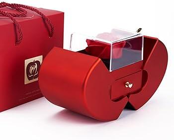Caja Joyero Rosa Eterna - Alhajero con Forma de Manzana Roja - Romántico