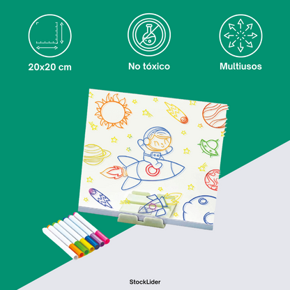 Quadro Luminoso LED 20x20 cm com Canetas e Stencils | Stock Líder