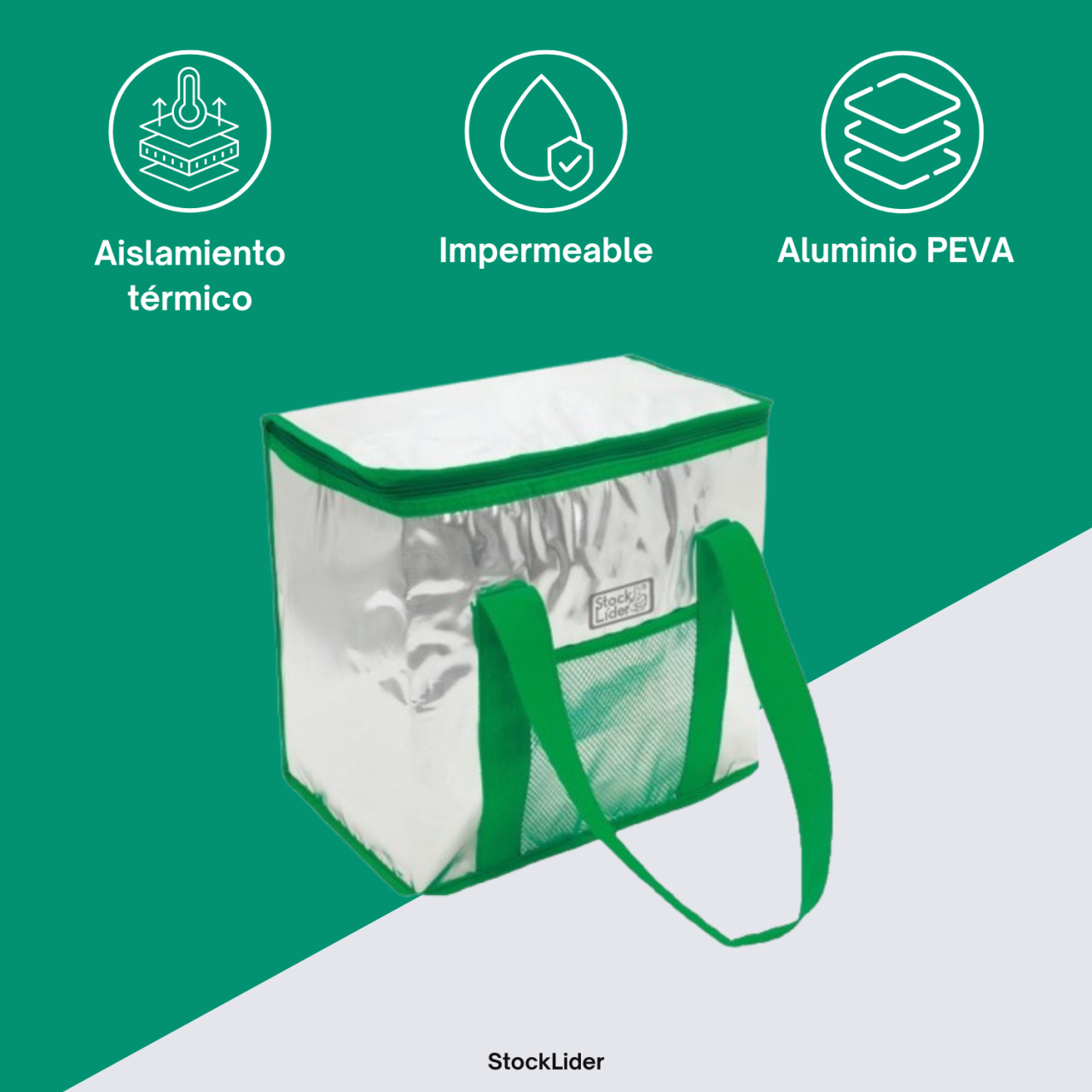 Mala Térmica 26L | Interior Alumínio PEVA | Impermeável | Grande Capacidade | Verde