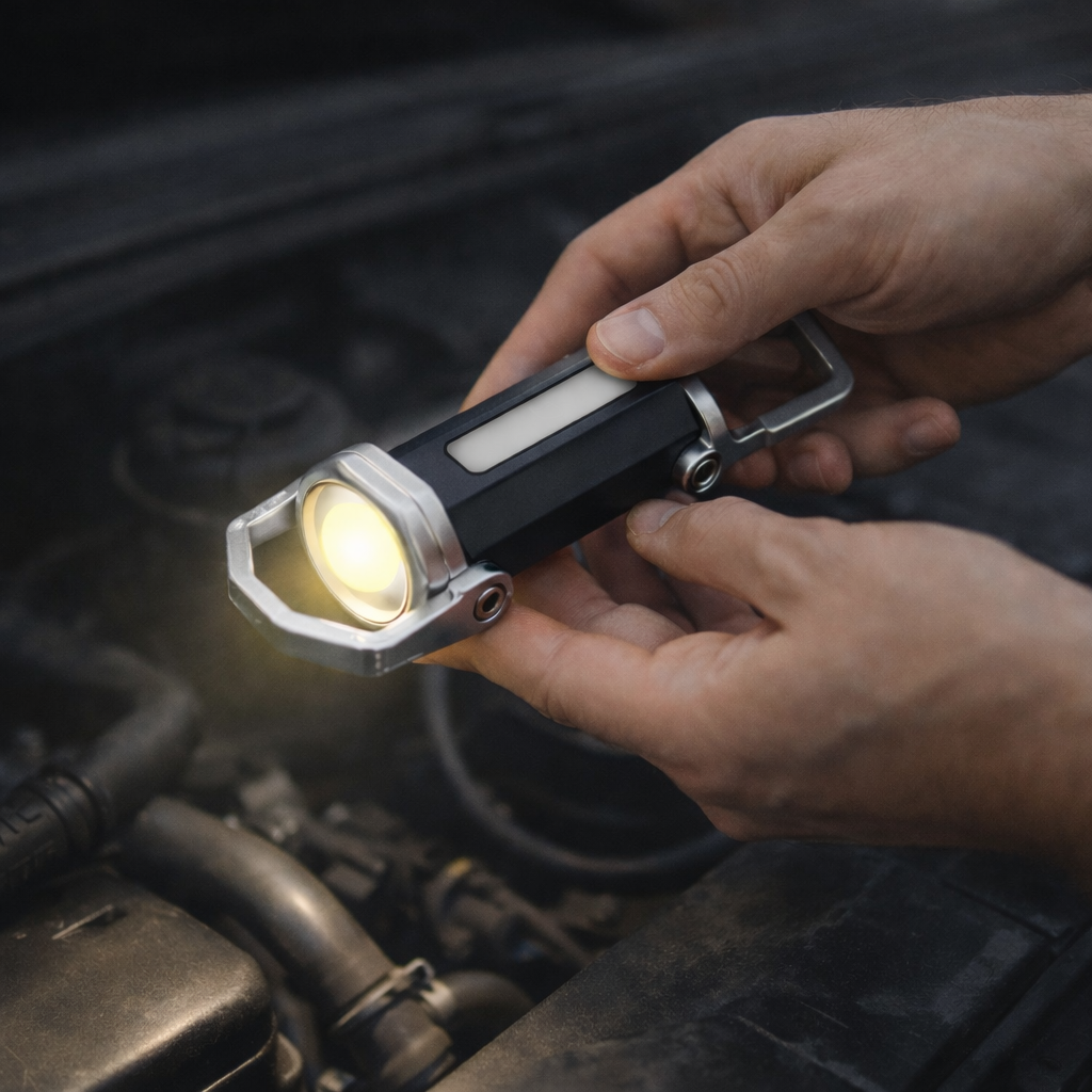 Lanterna Chaveiro Recarregável USB-C | LED + COB | 3 Modos + SOS | À Prova de Água