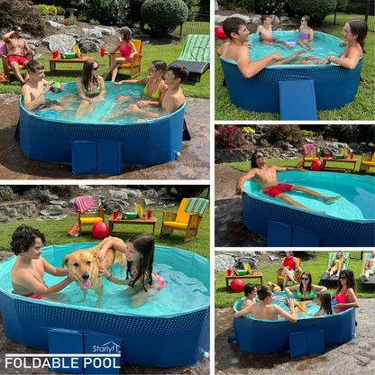 INDUSTEX Non-Inflatable Folding Swimming Pool - For Children and Pets - 180x110x50cm