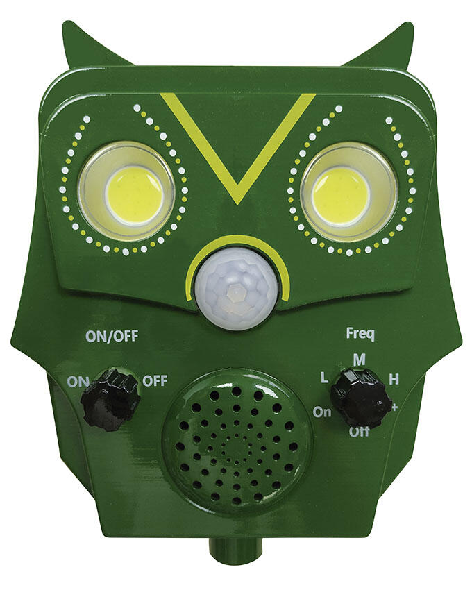 Espanta-Animais Solar Inteligente OWL GUARDS | Coruja com Ultrassom e Luz