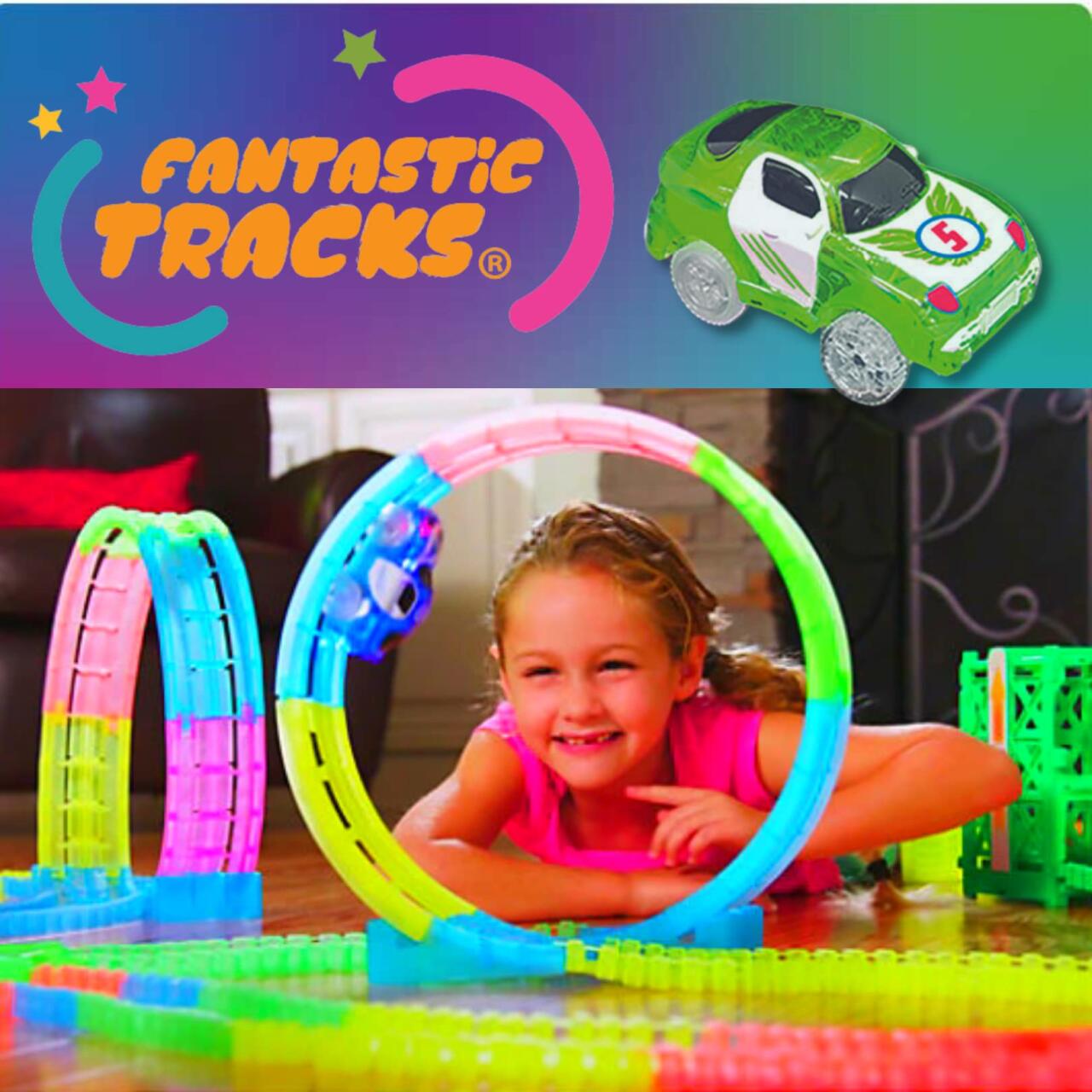 Light-Up Race Track with Loops - 134 Pieces and LED Car