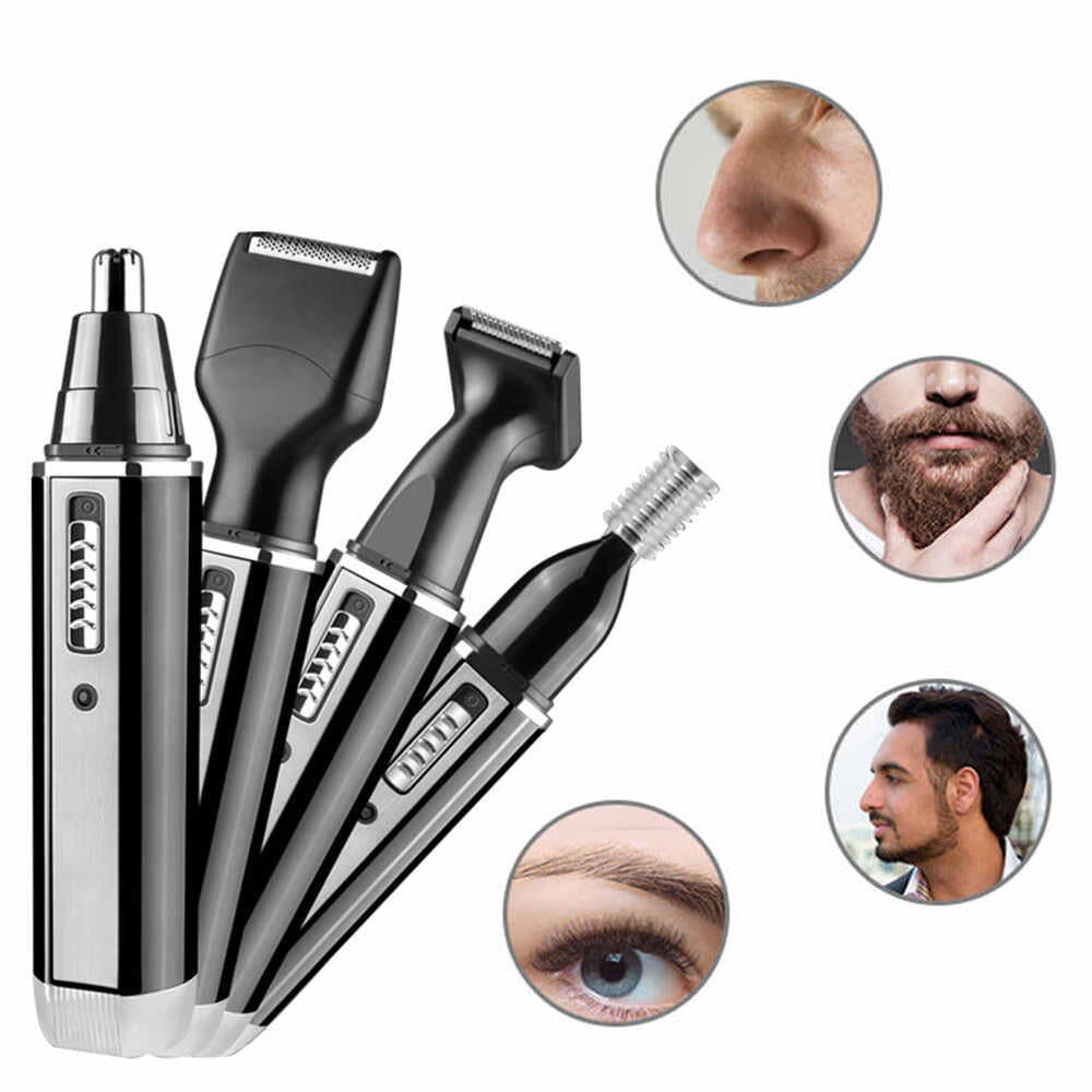 Set Cortapelo Recargable 4 en 1 | Nariz, Orejas, Barba y Cejas | Carga USB