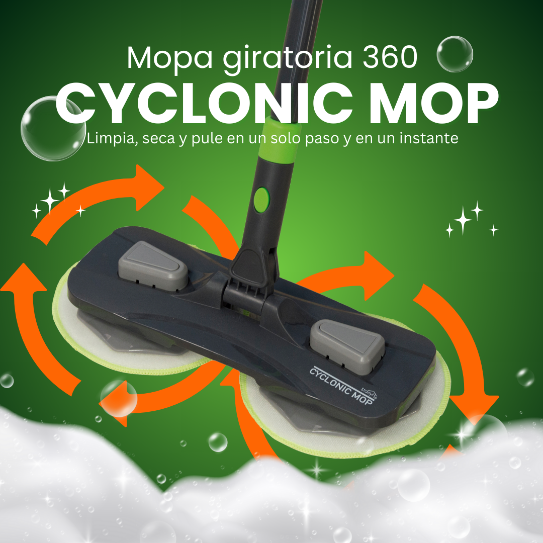 Starlyf Cyclonic Mop | Esfregona Rotativa 360º | Limpa, Seca e Lustra num Só Passo