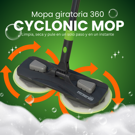 Starlyf Cyclonic Mop | Mopa giratoria 360º | Limpia, Seca y Pule en un Solo Paso