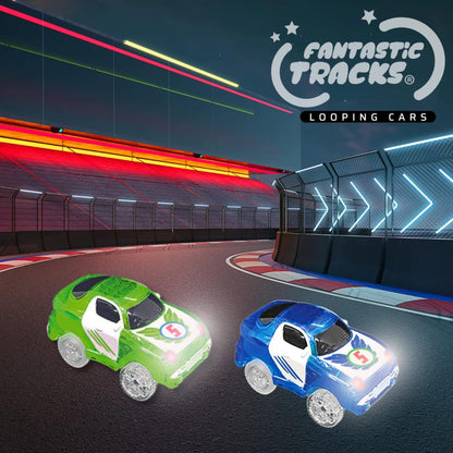 Pack 2 Coches LED para Pista Luminosa | Azul y Verde | Fantastic Tracks