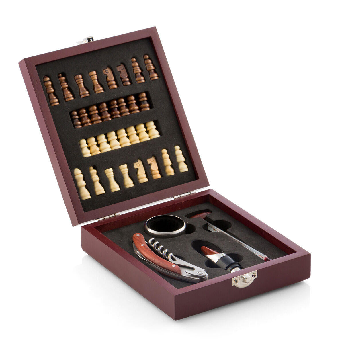 Conjunto de Acessórios para Vinho e Xadrez 37 Peças - Chess Wine Set