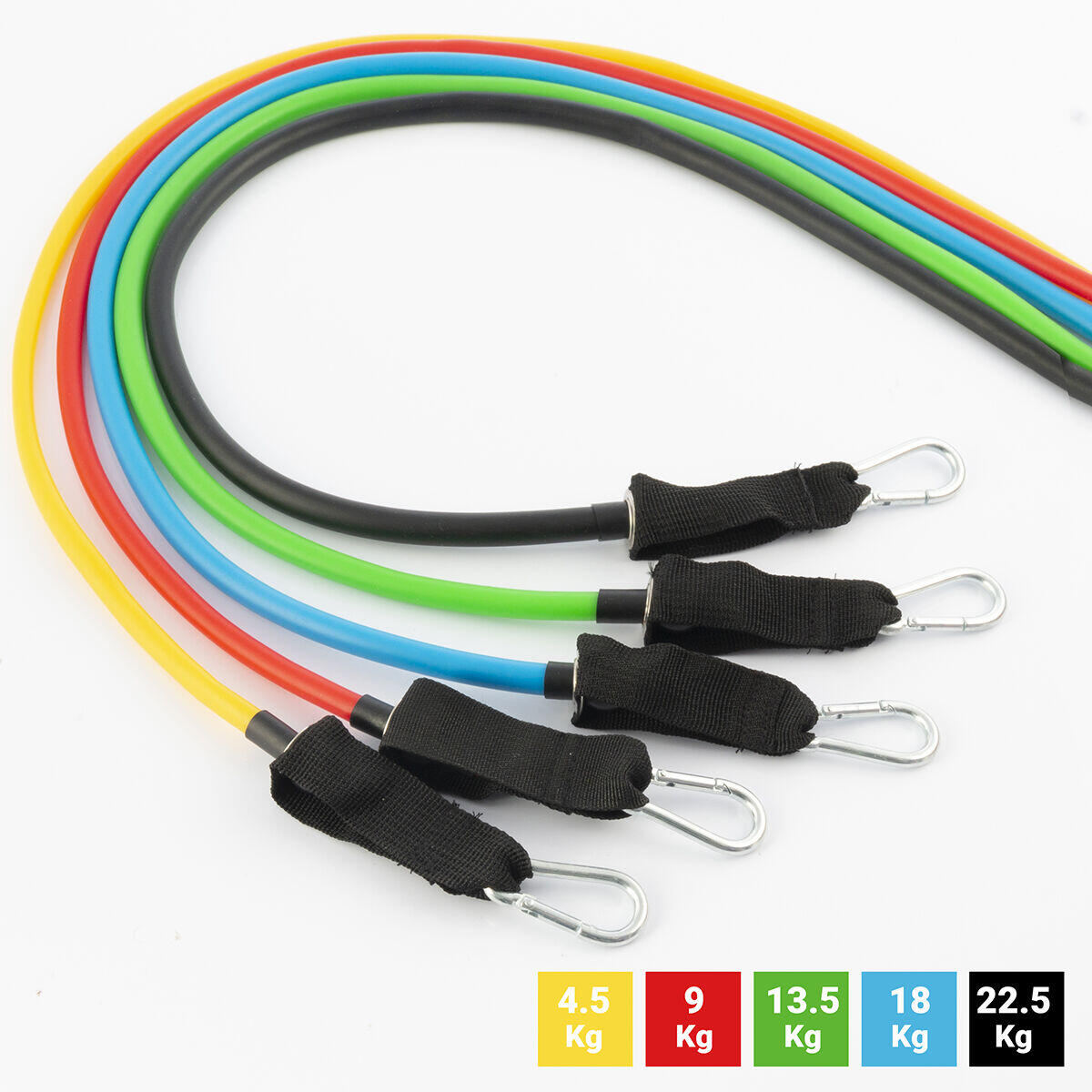 Set of 5 Resistance Bands with Accessories and Exercise Guide - Rebainer