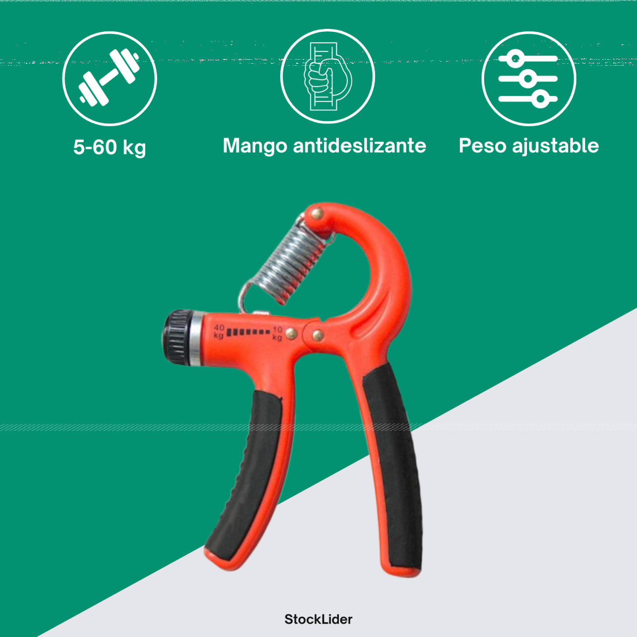Fortalecedor de Preensão Ajustável 5-60kg | Contador Digital | Punho Ergonómico