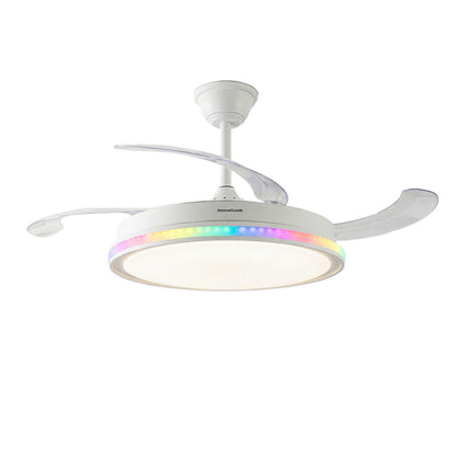Ventilador de Techo con Luz LED RGB InnovaGoods | 4 Aspas Retráctiles | Motor DC | Mando