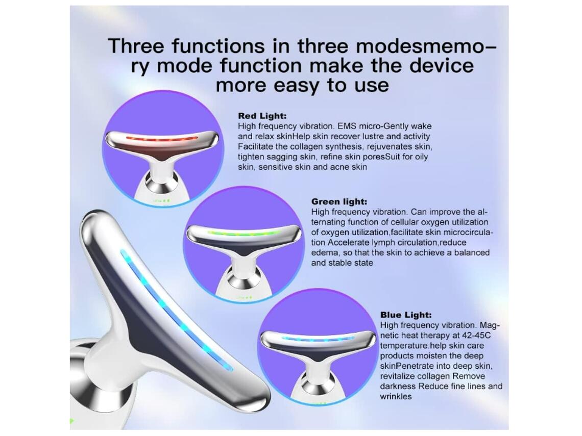 Facial Massager with 3 LED Lights and EMS - Deep Cleansing and Anti-Aging