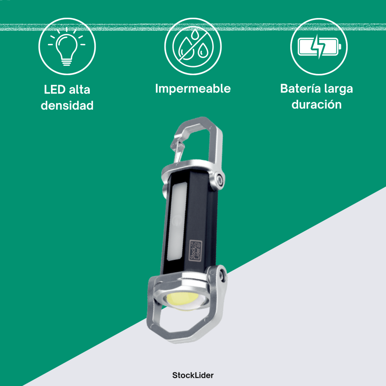 Lanterna Chaveiro Recarregável USB-C | LED + COB | 3 Modos + SOS | À Prova de Água