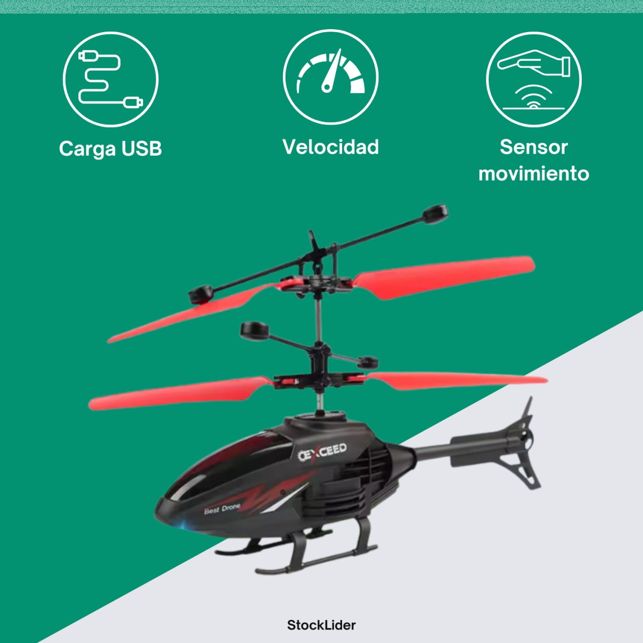 Helicóptero RC Apache con Luces LED | Giroscopio | Mando | Hasta 9m Altura