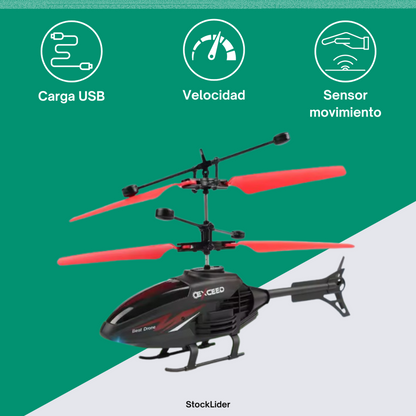 Helicóptero RC Apache con Luces LED | Giroscopio | Mando | Hasta 9m Altura