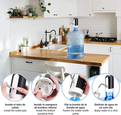 Dispensador Automático de Agua para Garrafa | Recargable | Sin Esfuerzo | Silencioso