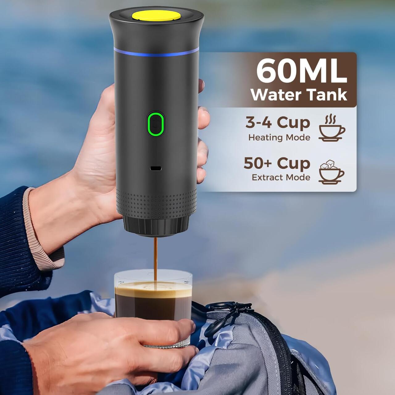 3-in-1 Portable Coffee Maker - Nespresso or Dolce Gusto Capsules and Ground Coffee