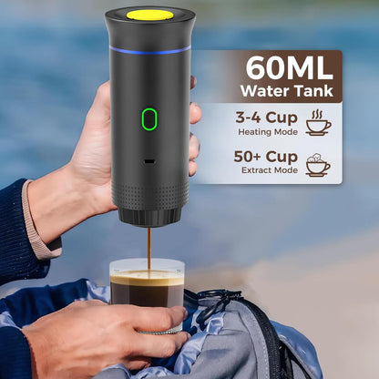 3-in-1 Portable Coffee Maker - Nespresso or Dolce Gusto Capsules and Ground Coffee