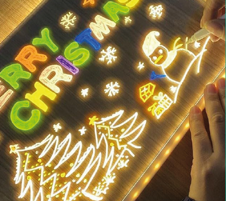 Quadro Luminoso LED 20x20 cm com Canetas e Stencils | Stock Líder
