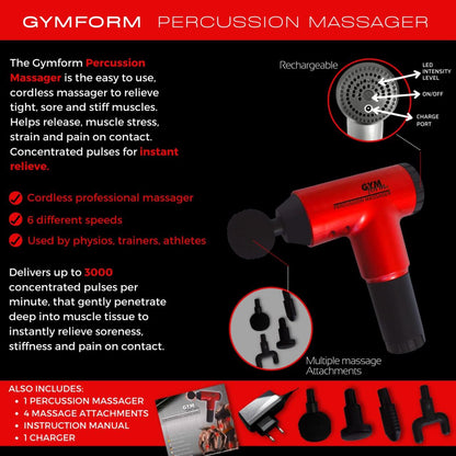 GYMFORM Percussion Professional Massage Gun - 6 Speeds - 6000 Pulses