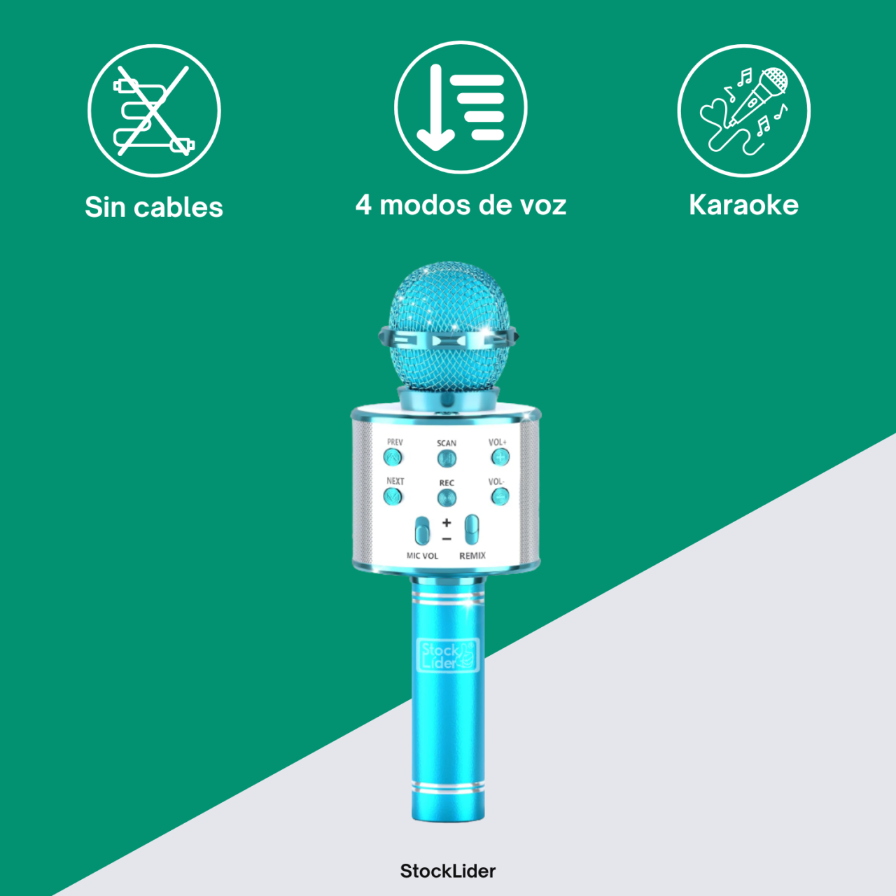 Micrófono Karaoke 4 en 1 con Bluetooth y Modulador de Voz | Stock Líder