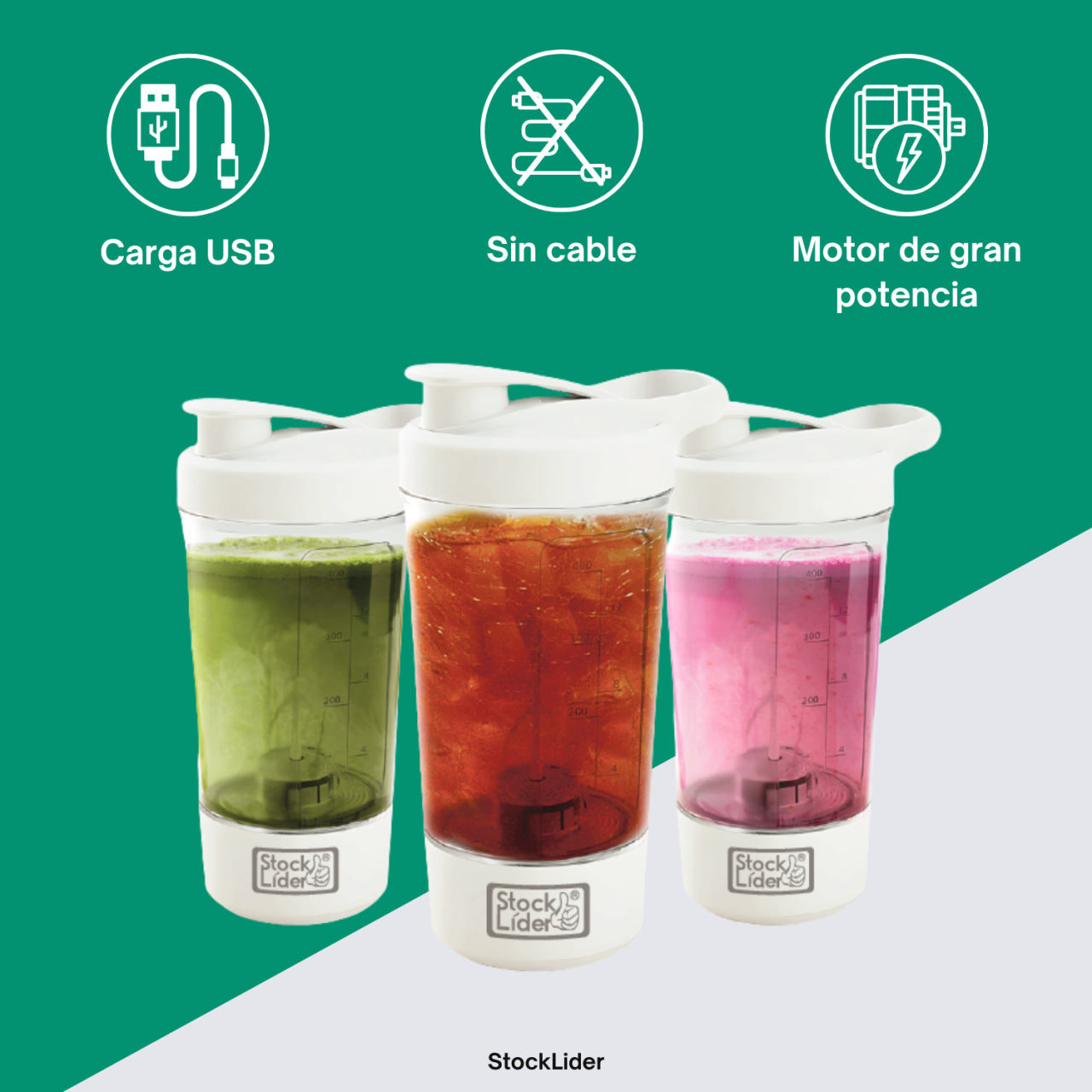 Vaso Misturador Elétrico 7.000 rpm | 400ml | Recarregável USB-C | Sem BPA | Stock Líder
