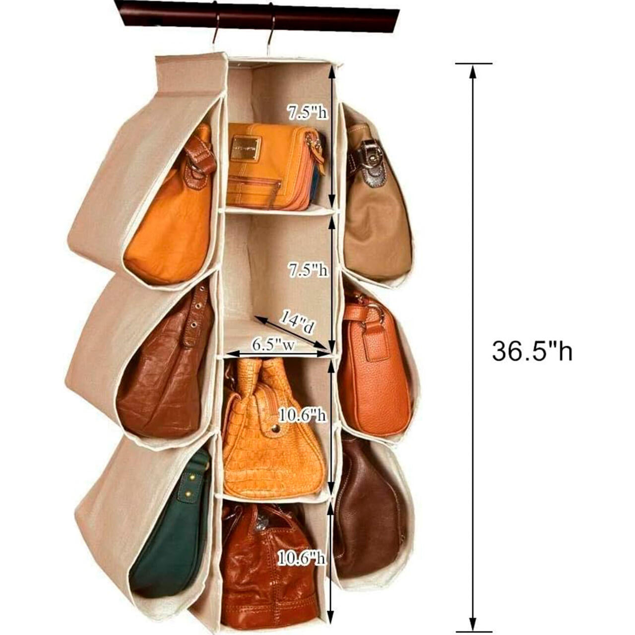 Organizador Suspenso para Armário | 10 Bolsos | Design Aberto | Tecido Oxford e PVC